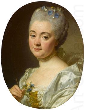 Portrait of the artist Marie Therese Reboul wife of Joseph-Marie Vien, Alexander Roslin
